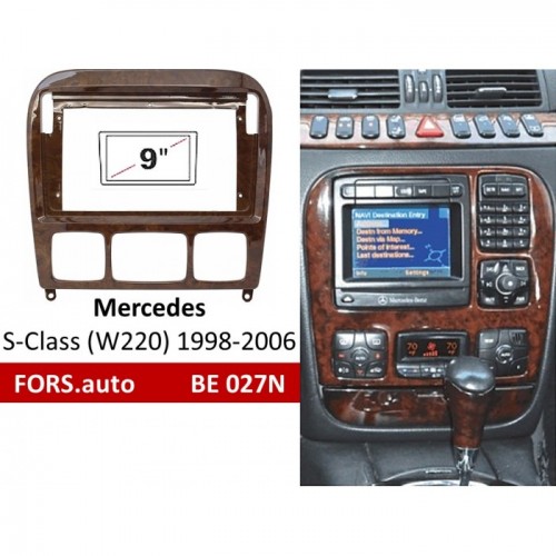 Перехідна рамка FORS.auto BE 027N для Mercedes Benz S-Class (W220) (9 inch, wooden) 1998-2006