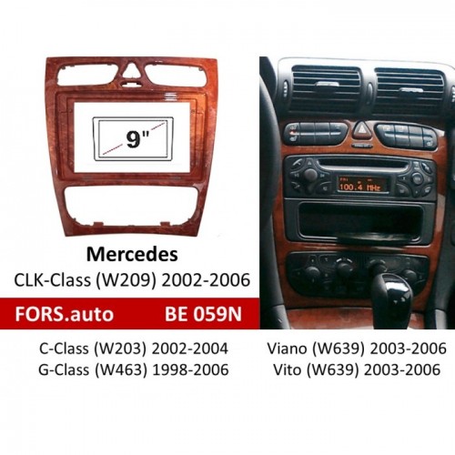 Перехідна рамка FORS.auto BE 059N для Mercedes Benz C-Class (W203) 2002-2004/CLK-Class (W209) 2002-2006 (9 inch, wooden)
