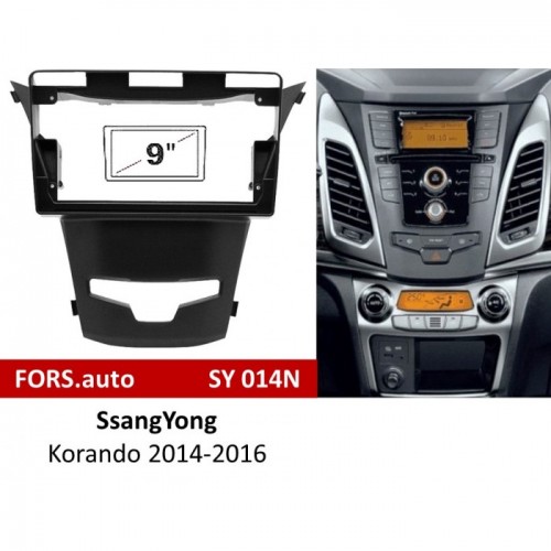 Перехідна рамка FORS.auto SY 014N для SsangYong Korando (9", black) 2014-2016