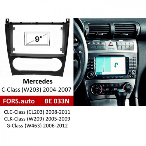 Перехідна рамка FORS.auto BE 033N для Mercedes Benz C-Class (W203) (9 inch, black) 2004-2007