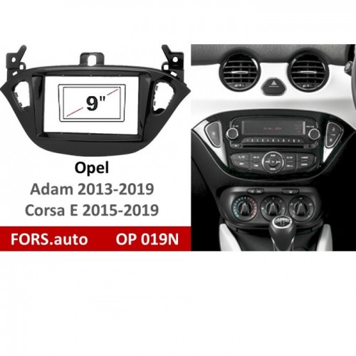 Перехідна рамка FORS.auto OP 019N для Opel Adam (9 inch, UV black) 2013-2019