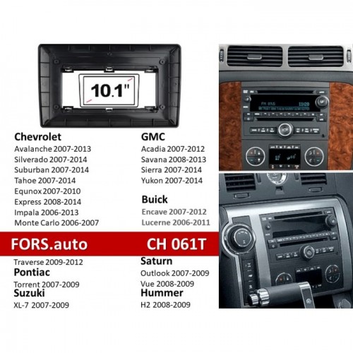 Перехідна рамка FORS.auto CH 061T для Chevrolet Cobalt 2005-2010/Equinox 2005-2006/HHR 2006-2011/Malibu 2004-2012 (10.1 inch, black )