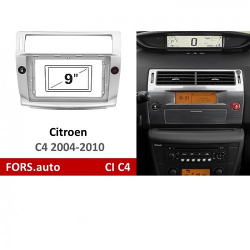 Перехідна рамка FORS.auto CI C4 для Citroen C4 (9 inch, silver) 2004-2010