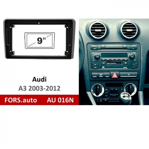 Перехідна рамка FORS.auto AU 016N для Audi A3 (9 inch, black) 2003-2012