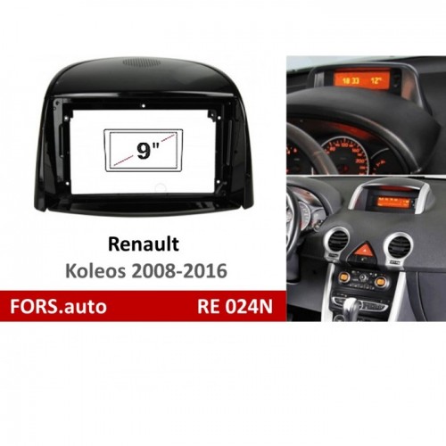 Перехідна рамка FORS.auto RE 024N для Renault Koleos (9 inch, UV black) 2008-2016