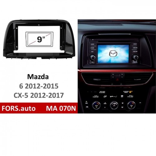 Перехідна рамка FORS.auto MA 070N для Mazda 6 2012-2015/CX-5 2012-2017 (9 inch, UV black)