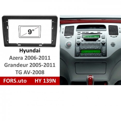 Перехідна рамка FORS.auto HY 139N для Hyundai Azera (9 inch, black) 2006-2011