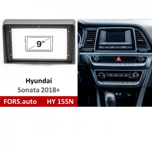 Перехідна рамка FORS.auto HY 155N для Hyundai Sonata (9 inch, black) 2018+
