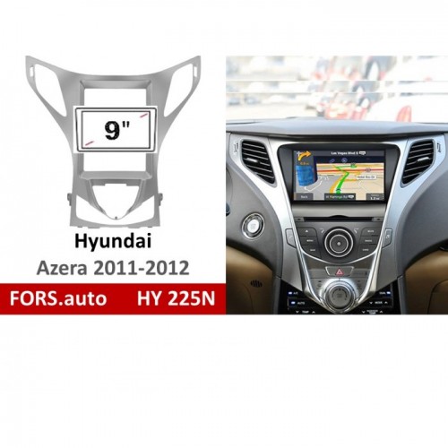 Перехідна рамка FORS.auto HY 225N для Hyundai Azera (9 inch, silver) 2011-2012