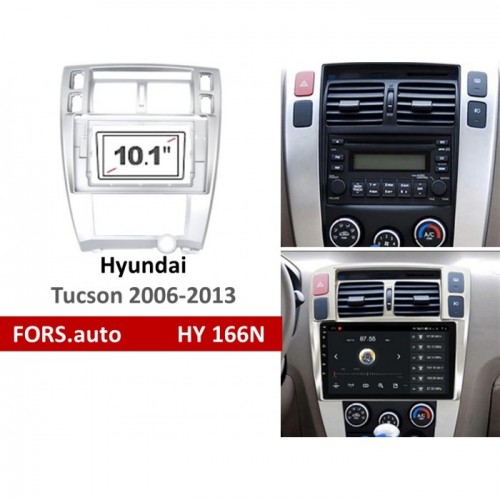 Перехідна рамка FORS.auto HY 166N для Hyundai Tucson (10.1 inch, LHD, silver) 2006-2013