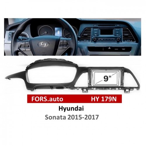 Перехідна рамка FORS.auto HY 179N для Hyundai Sonata (9 inch, LHD, black) 2015-2017