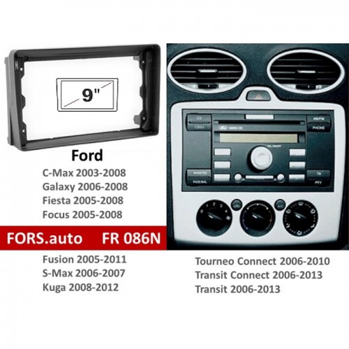 Перехідна рамка FORS.auto FR 086N для Ford Focus (9 inch, black) 2005-2008