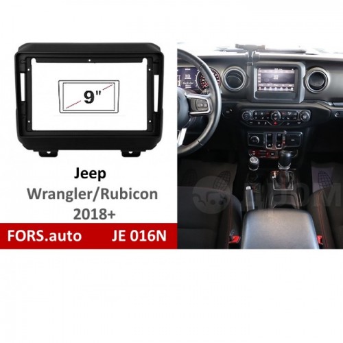 Перехідна рамка FORS.auto JE 016N для Jeep Wrangler/Rubicon (9 inch, black) 2018+