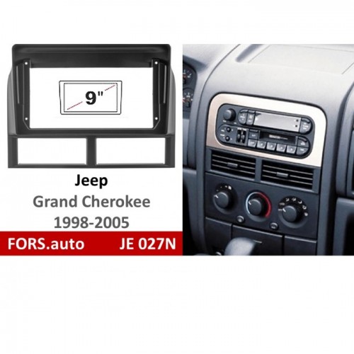 Перехідна рамка FORS.auto JE 027N для Jeep Grand Cherokee (9 inch, black) 1998-2005