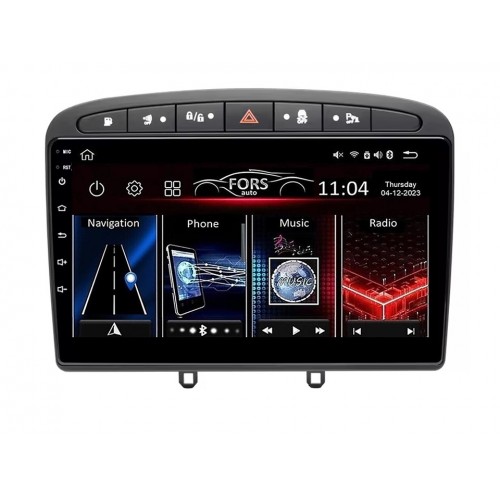 Radio Android FORS.auto FS 1 LITE  Peugeot 308/408 (1+32Gb, 9", Grey) 2007-2013