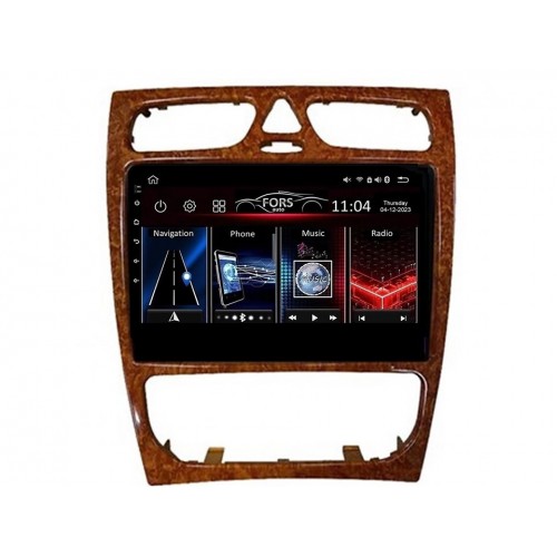 Radio Android FORS.auto FS 1 LITE  Mercedes-Benz C-Class W203/CLK-Class W209 (1+32Gb, 9", wooden) 2002-2006